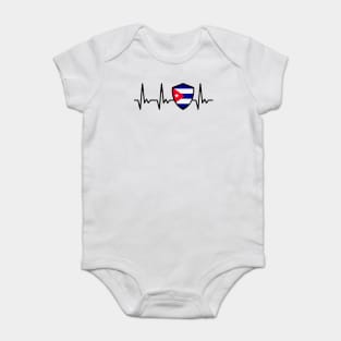 Cuba Heartbeat Proud Cuban Flag Baby Bodysuit